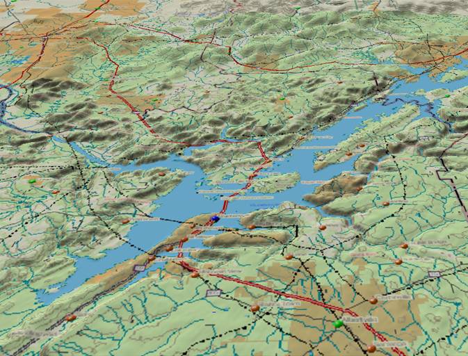 The Tennessee River doubles back to the north a
          path that appears to have a very old origin.