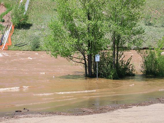 The lower parking lot at Santa Rita Park is
          partially submerged.