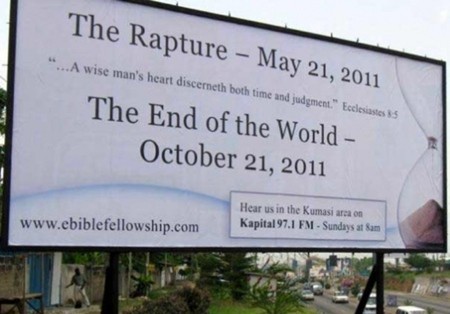 A billboard advertising the End of the World