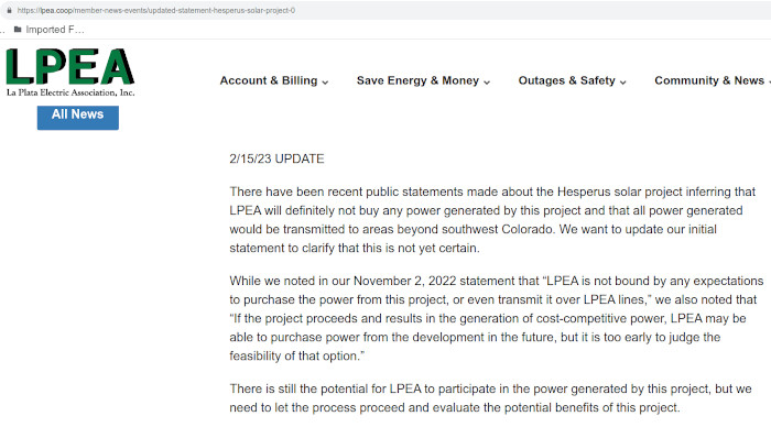 LPEA's response to the the obstructionist's letter.