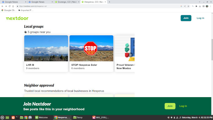 Picture of the Stop Hesperus Solar group on
              "Nextdoor"