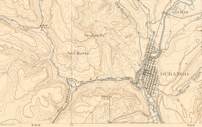 1898 Topo map of Durango, Colorado