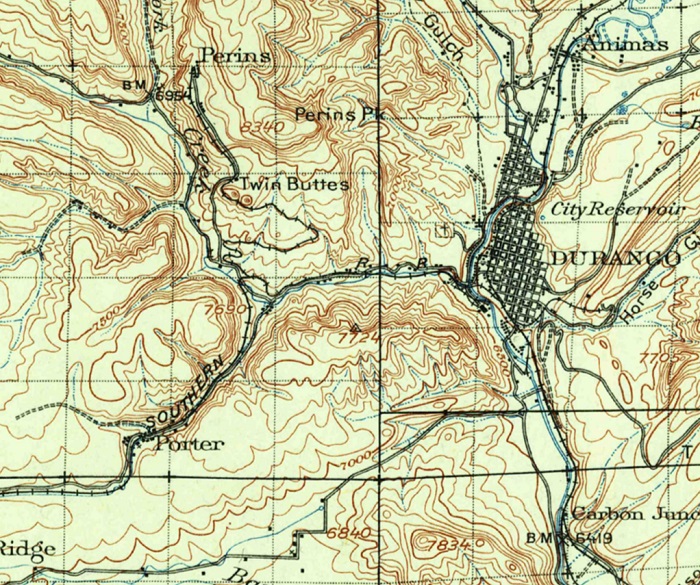 1924 topo map of Durango area