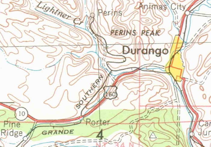 1953 topo map of the Durango area