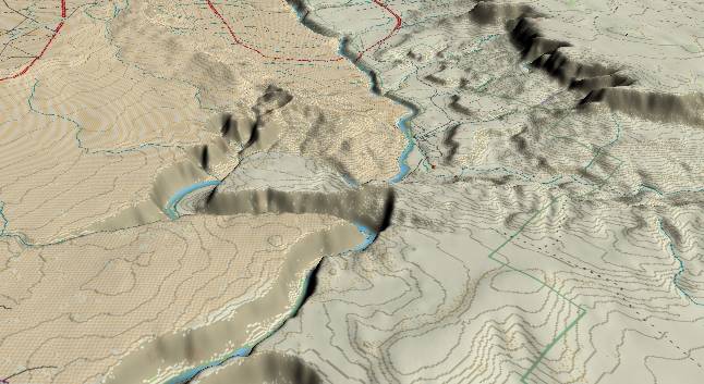 3-D view of Glen Canyon - centered at
              Mile 6