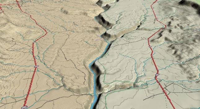 3-D view of the
            Grand Canyon - centered at Mile 10