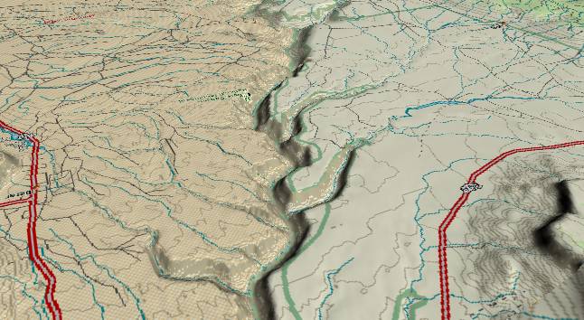 3-D view of the
            Grand Canyon - centered at Mile 18