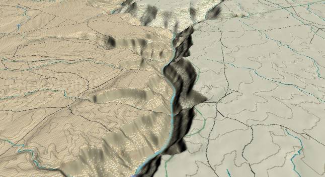 3-D view of the Grand Canyon - centered at Mile
            26