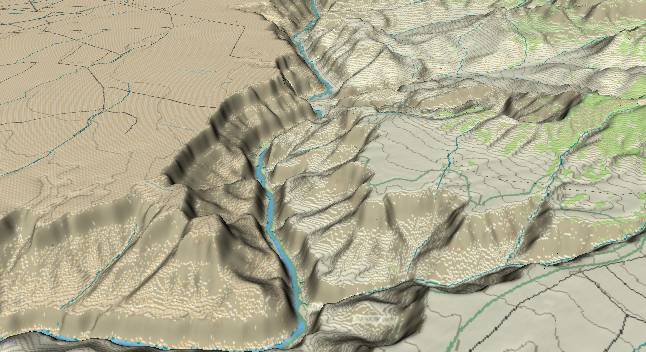 3-D view of the
            Grand Canyon - centered at Mile 50