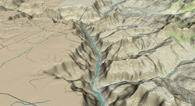 3-D view of the
            Grand Canyon - centered at Mile 58