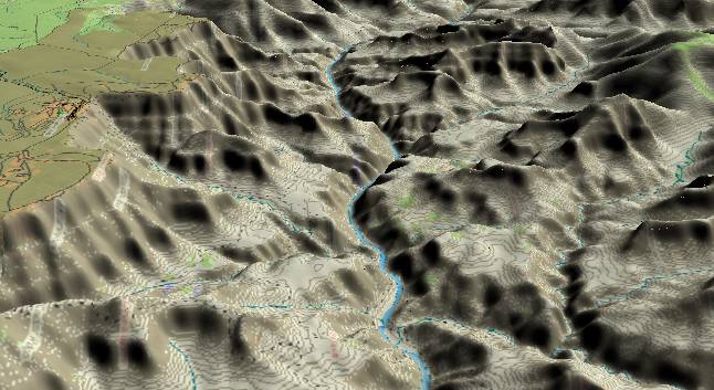 3-D view of the
Grand Canyon - centered at Mile 90