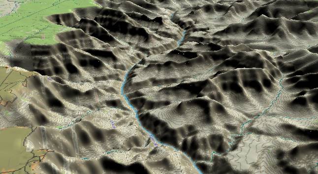3-D view of the
Grand canyon - centered at Mile 94