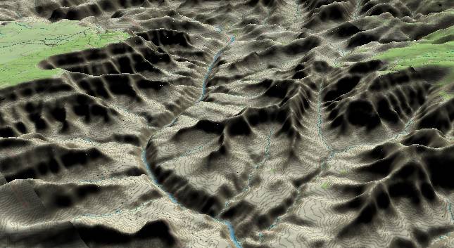 3-D view of the
            Grand Canyon - centered at Mile 102