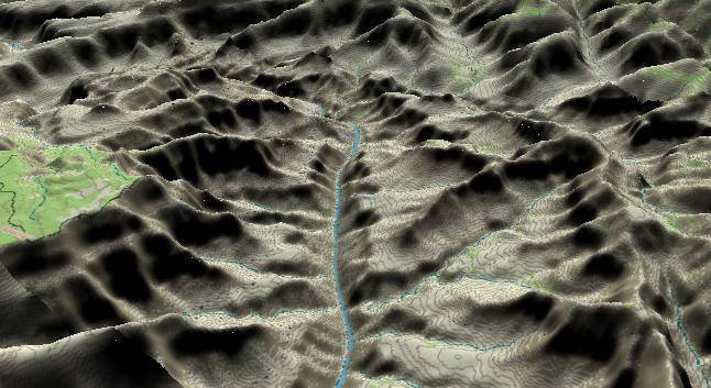 3-D view of the
            Grand Canyon - centered at Mile 106