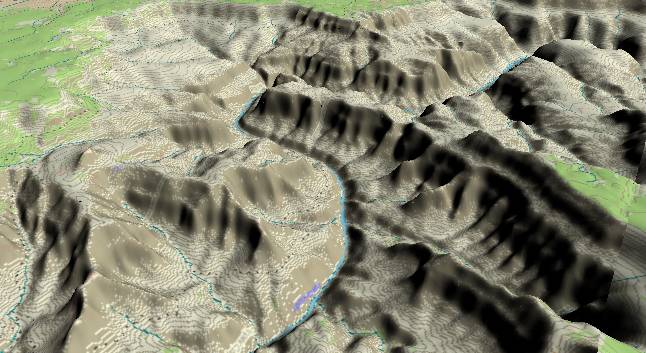 3-D view of the
            Grand Canyon - cenetered at Mile 114