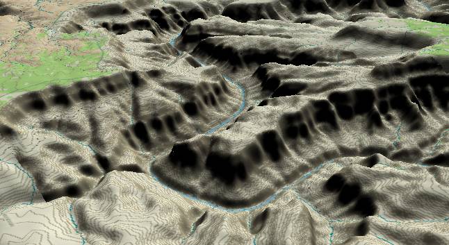 3-D view of the
            Grand Canyon - centered at Mile 118
