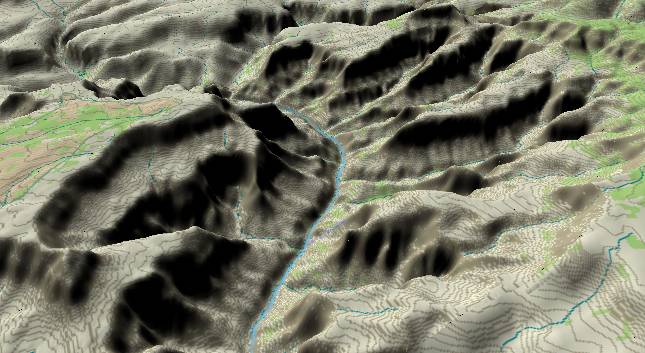 3-D view of the
            Grand Canyon - centered at Mile 130