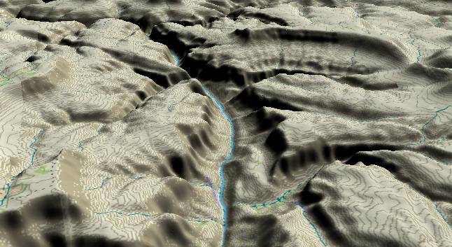 3-D view of the
            Grand Canyon - centered at Mile 138