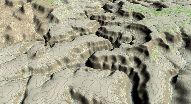 3-D view of the
          Grand Canyon - centered at Mile 154