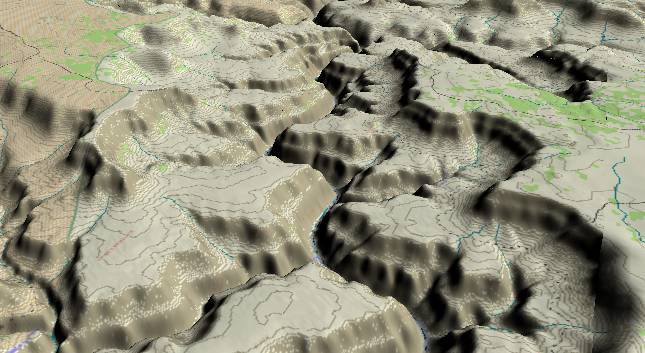 3-D view of the Grand Canyon - centered at Mile
            158