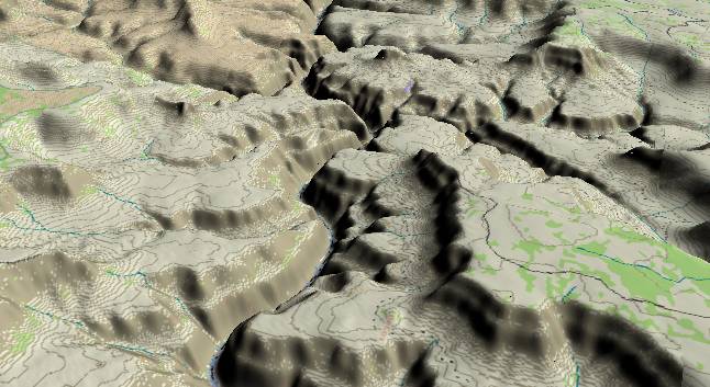 3-D view of the
            Grand Canyon - centered at Mile 162
