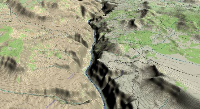 3-D view of the
            Grand Canyon - centered at Mile 178