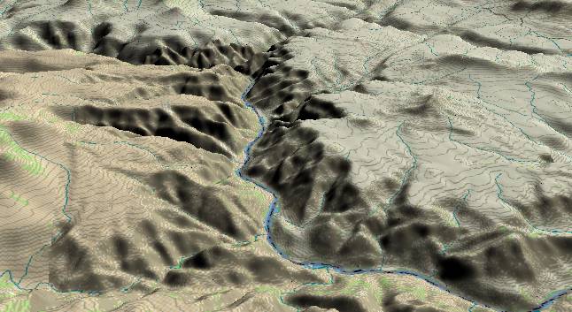 3-D view of the
            Grand Canyon - centered at Mile 194