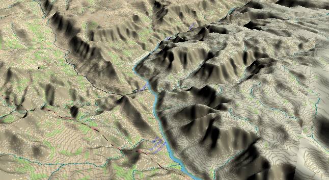 3-D view of the
            Grand Canyon - centered at Mile 226