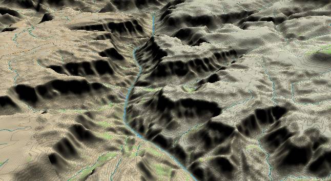 3-D view of the
Grand Canyon - centered at Mile 234