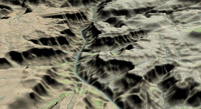 3-D view of the
            Grand Canyon - centered at Mile 234