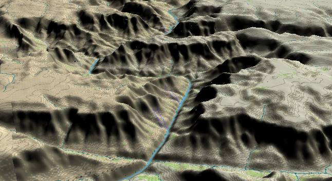 3-D view of the
            Grand Canyon - centered at Mile 242