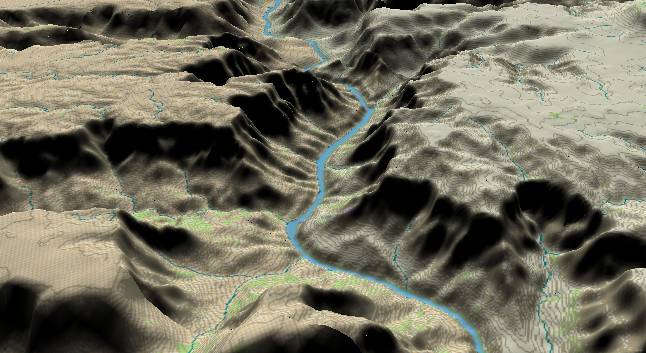 3-D view of the
            Grand Canyon - centered at Mile 254