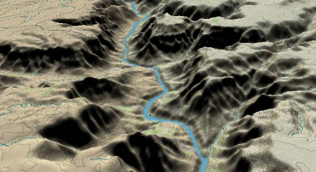 3-D view of the
            Grand Canyon - centered at Mile 258