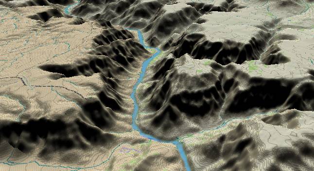 3-D view of the
            Grand Canyon - centered at Mile 262