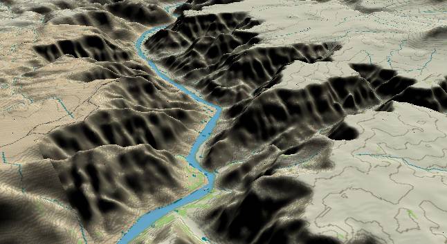 3-D view of the
            Grand Canyon - centered at mile 266