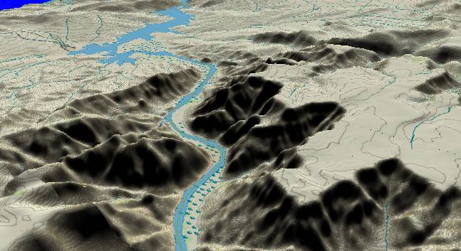 3-D view of the
            Grand Canyon - centered at Mile 274