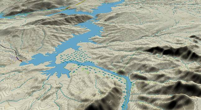 3-D view of the
            Grand Canyon - centered at Mile 278