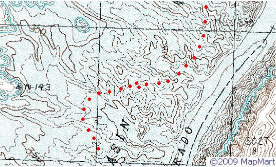 Topo map showing the southern half of the same            area.