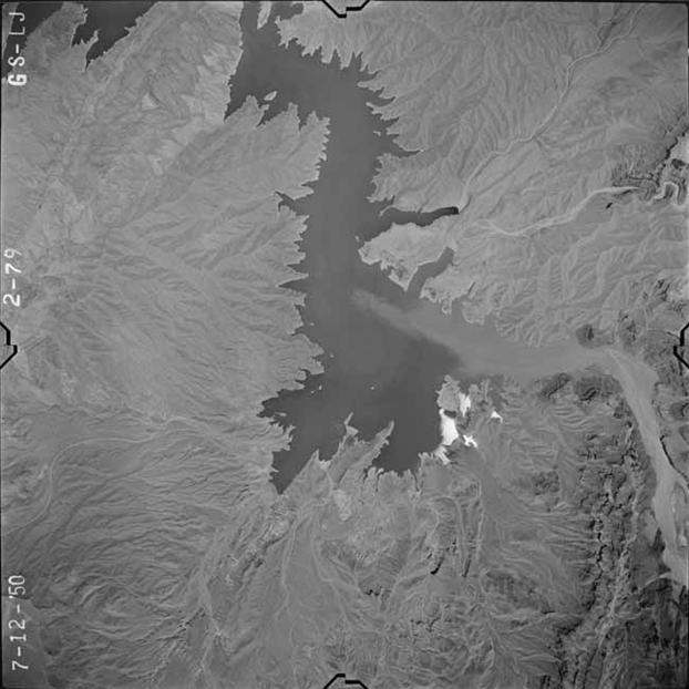 A 1950 aerial view of the upper end of Lake Mead.