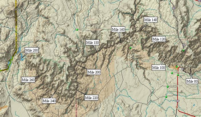 River miles for the western Grand Canyon