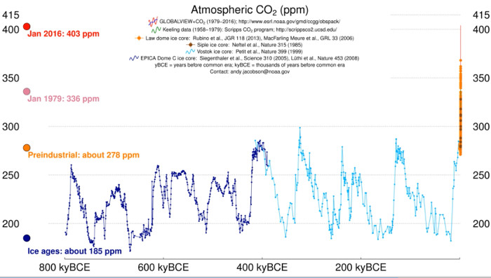 The 800,000 year carbon dioxide record.