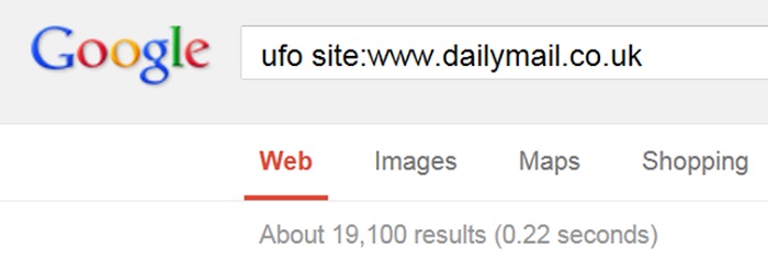 Over 19,000 hits about UFOs at the Daily Mail
          website.