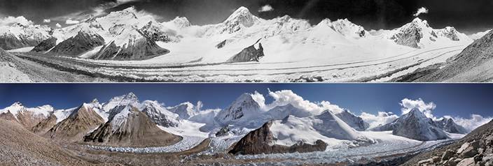 Panoramic views of Mt. Everest and the West
          Rongbuk Glacier