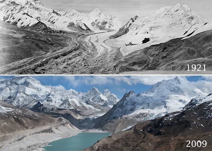 The lower portion of the Kyetrak Glacier has
          completely melted.