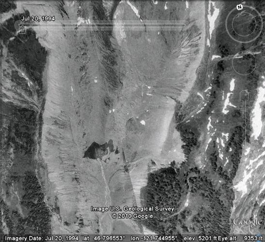 Satellite view of the Nisqually Glacier in 1994
