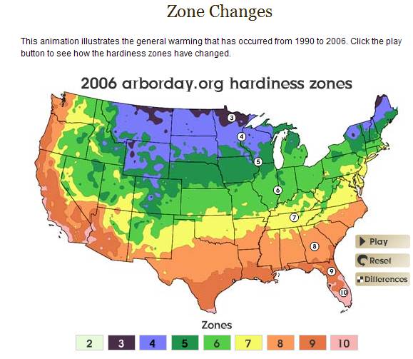 Plant hardiness zones as of 2006