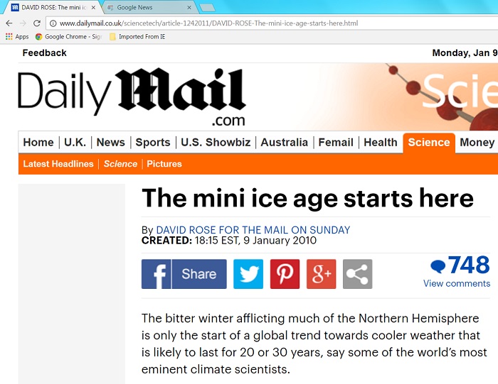 David Rose's forecast of a mini ice age