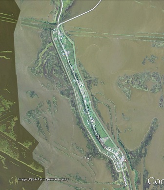 Google Earth view of
          Jean Charles, LA