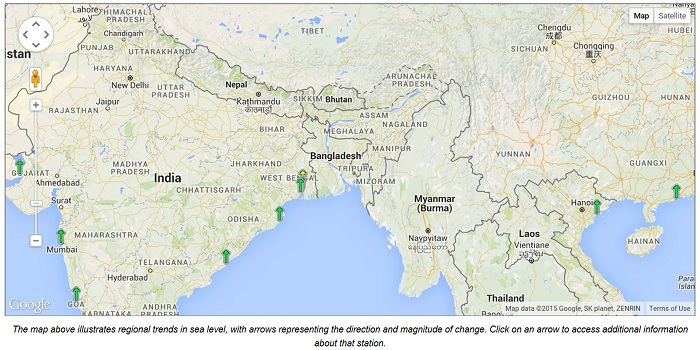 "Actual sea level changes in the northern
          Indian Ocean