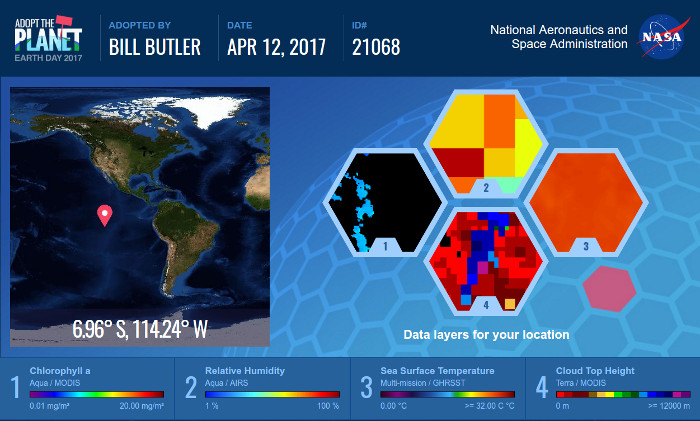 The author's parcel of NASA's Adopt the Planet
              promotion